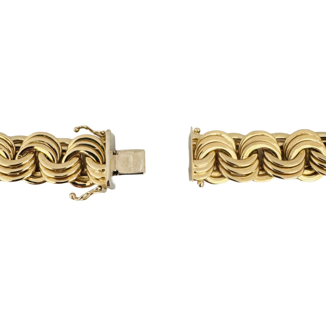 14K Yellow Gold 65g Heavy 14mm Triple Curb Link Necklace Italy 18.5"