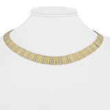 14k Yellow and White Gold 24g Greek Key Cleopatra Link Necklace Italy 17"