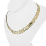 14k Yellow and White Gold 24g Greek Key Cleopatra Link Necklace Italy 17"