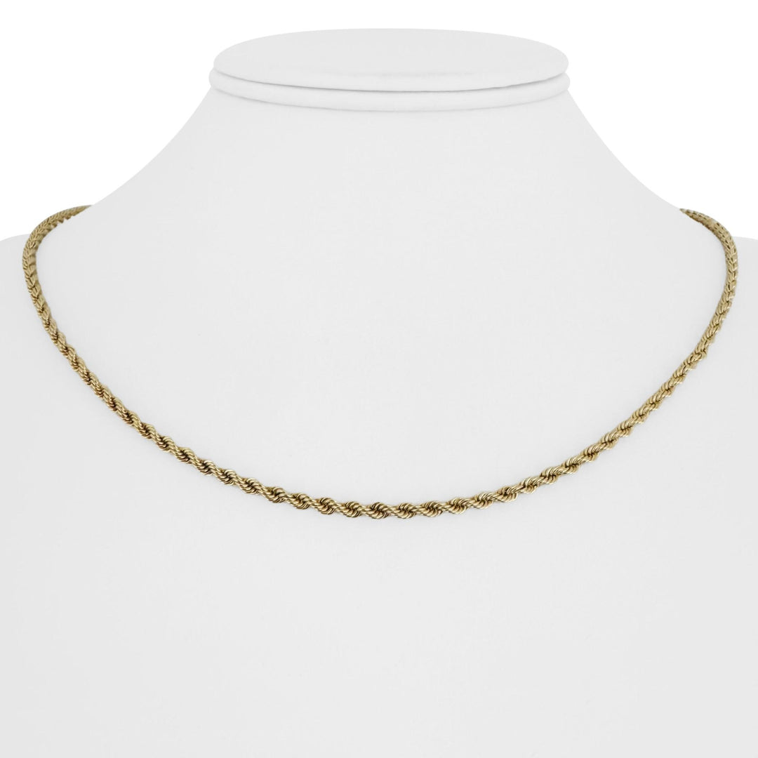 14k Yellow Gold 10g Solid Ladies 2.5mm Diamond Cut Rope Chain Necklace 18"