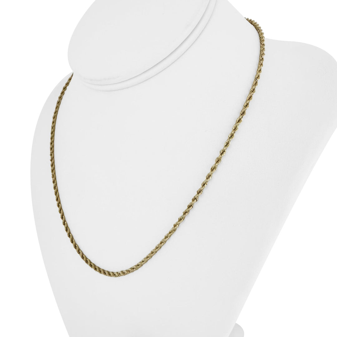 14k Yellow Gold 10g Solid Ladies 2.5mm Diamond Cut Rope Chain Necklace 18"