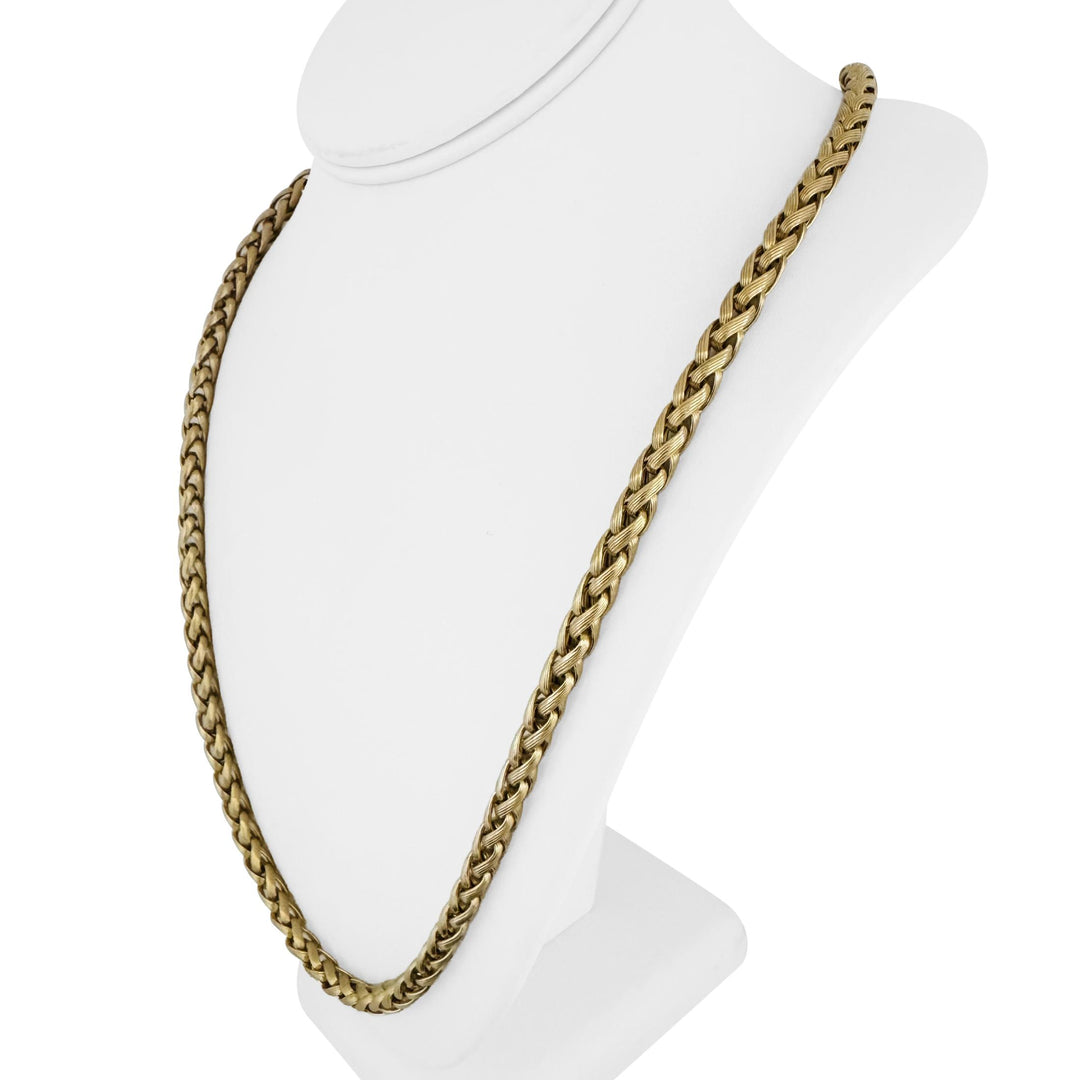 14k Yellow Gold 47.4g Heavy Long 6mm Wheat Link Chain Necklace Italy 30"