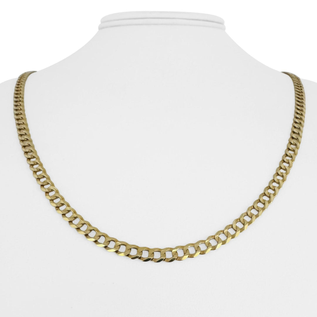 14k Yellow Gold 13.7g Solid Flat 4.5mm Curb Link Chain Necklace 22"