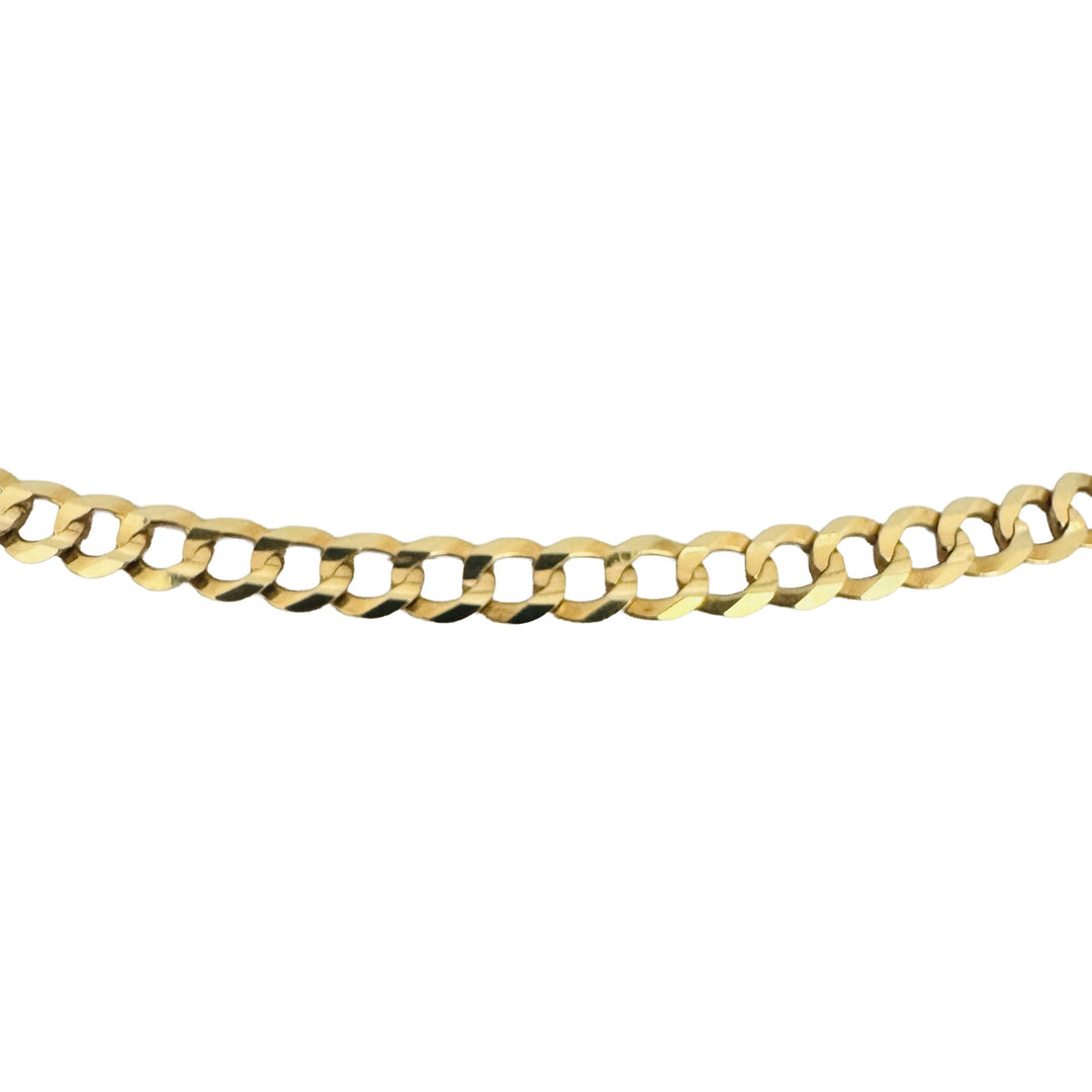 14k Yellow Gold 13.7g Solid Flat 4.5mm Curb Link Chain Necklace 22"