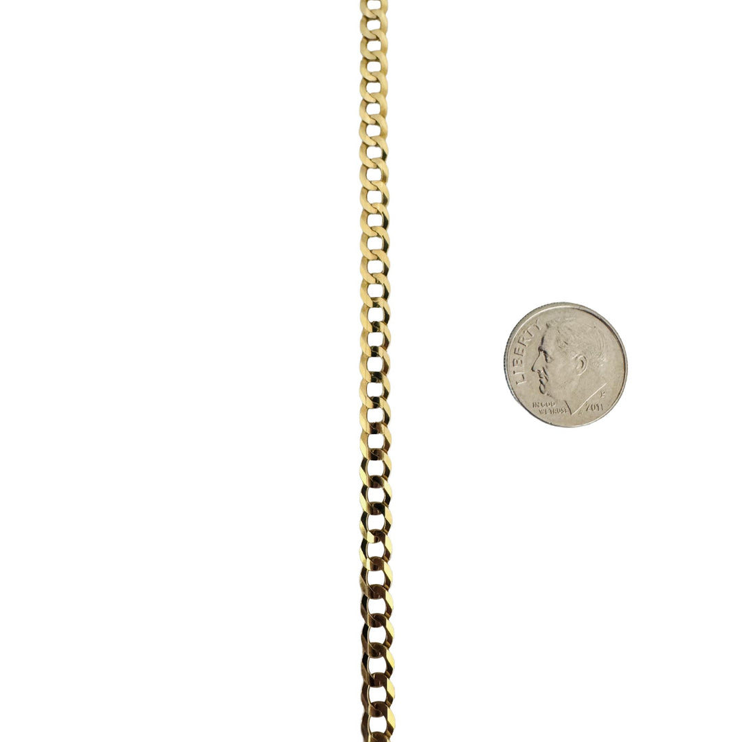 14k Yellow Gold 13.7g Solid Flat 4.5mm Curb Link Chain Necklace 22"