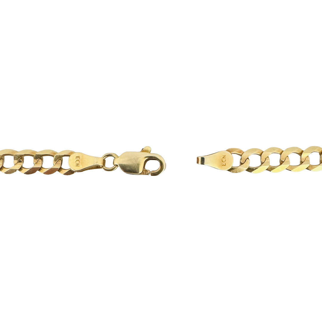 14k Yellow Gold 13.7g Solid Flat 4.5mm Curb Link Chain Necklace 22"