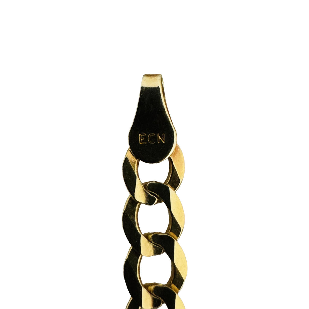 14k Yellow Gold 13.7g Solid Flat 4.5mm Curb Link Chain Necklace 22"