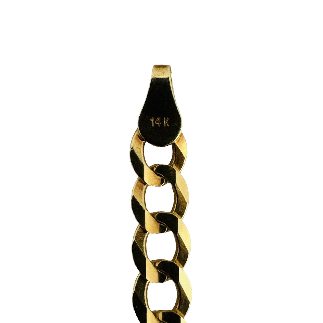 14k Yellow Gold 13.7g Solid Flat 4.5mm Curb Link Chain Necklace 22"