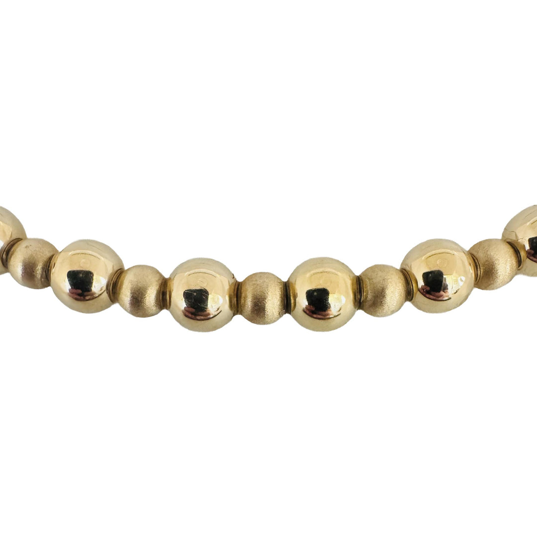 14k Yellow Gold 9.8g Polished & Brushed Ball Bead Necklace 18"