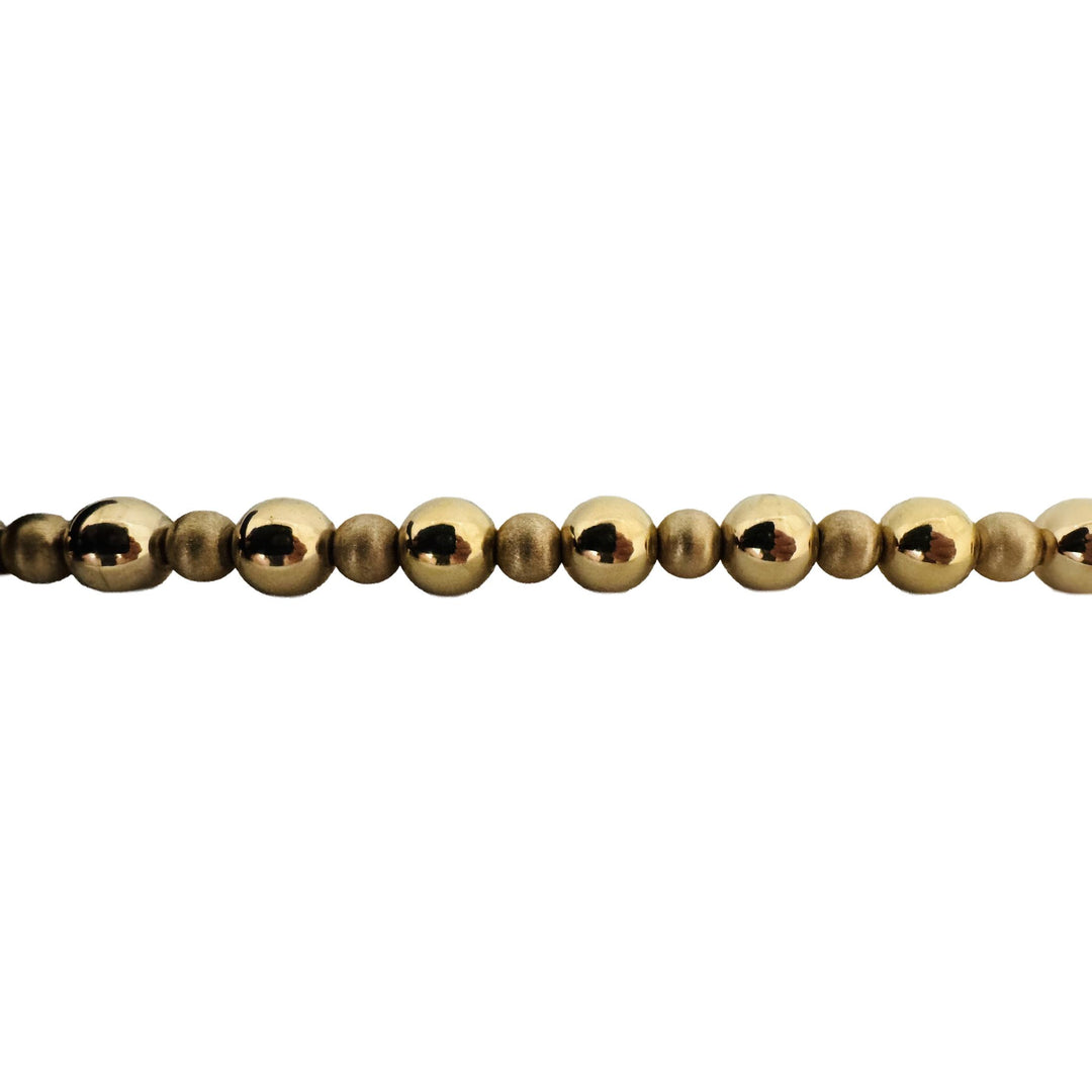 14k Yellow Gold 9.8g Polished & Brushed Ball Bead Necklace 18"