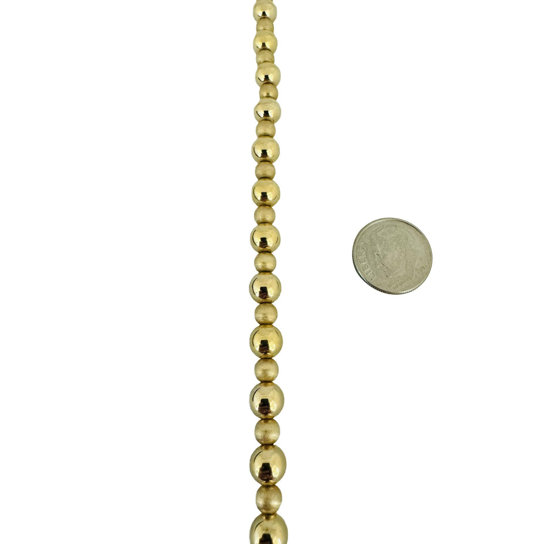 14k Yellow Gold 9.8g Polished & Brushed Ball Bead Necklace 18"