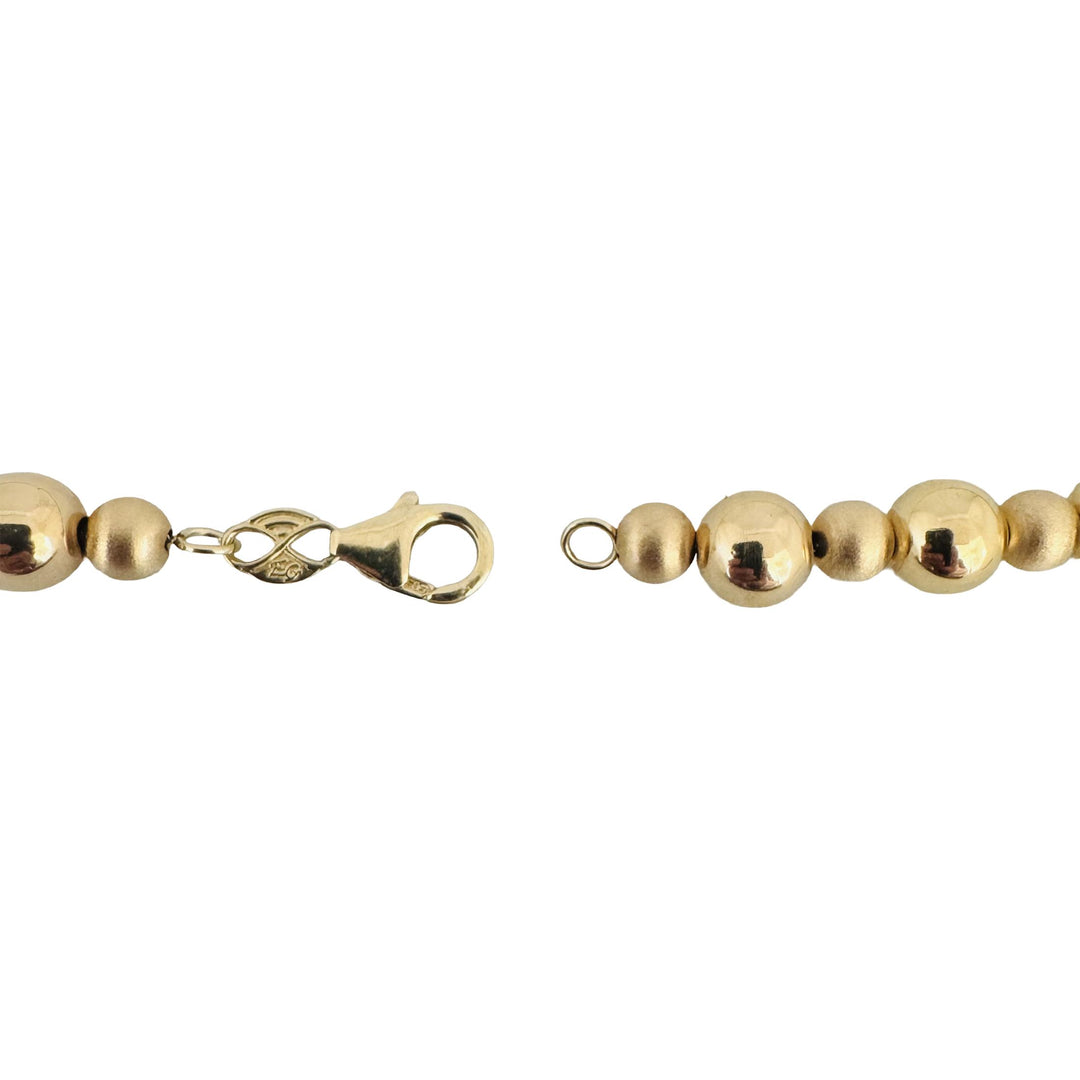 14k Yellow Gold 9.8g Polished & Brushed Ball Bead Necklace 18"
