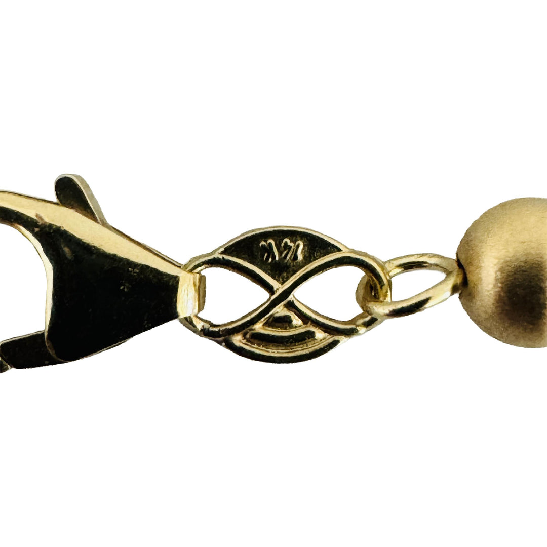 14k Yellow Gold 9.8g Polished & Brushed Ball Bead Necklace 18"