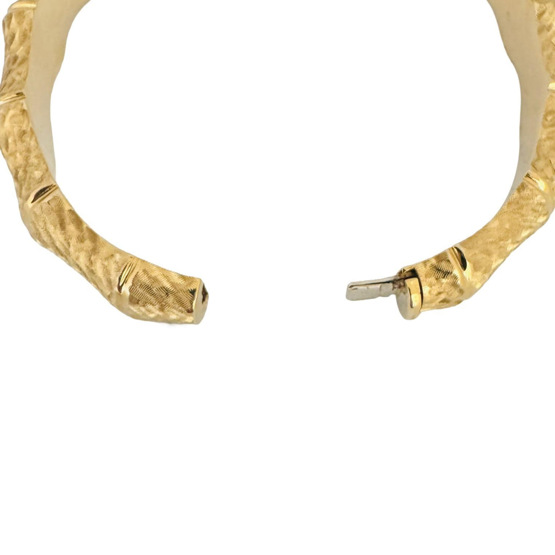 14k Yellow Gold 16.4g Ladies Textured 10mm Bamboo Bangle Bracelet Italy 6.75"