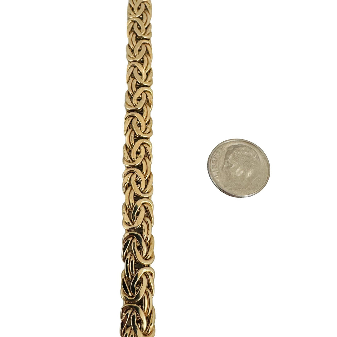 14k Yellow Gold 11g Ladies Thick 8mm Byzantine Link Bracelet Turkey 7.5"
