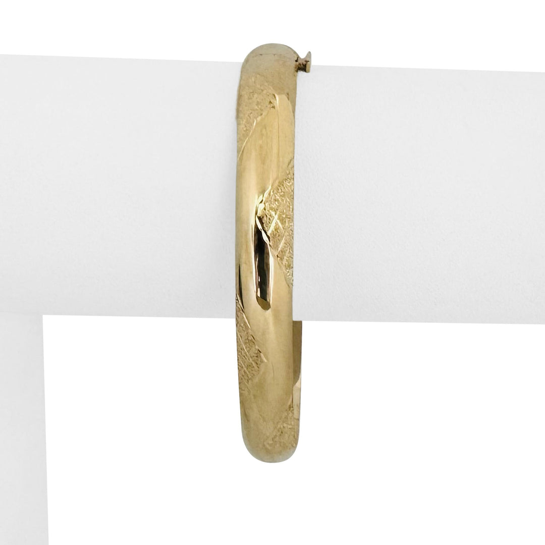 14k Yellow Gold 9.3g Ladies Polished 8mm Diamond Cut Bangle Bracelet 7.5"