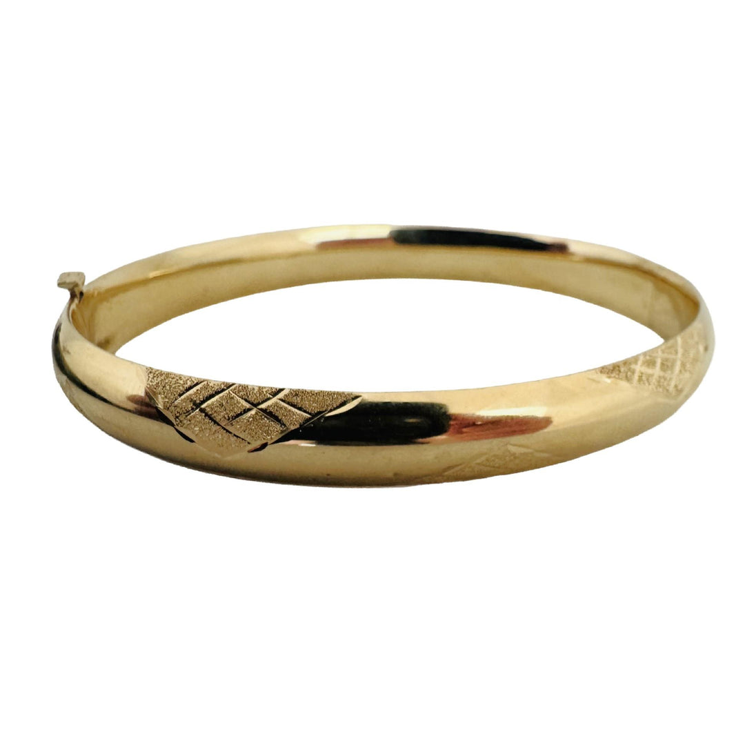 14k Yellow Gold 9.3g Ladies Polished 8mm Diamond Cut Bangle Bracelet 7.5"