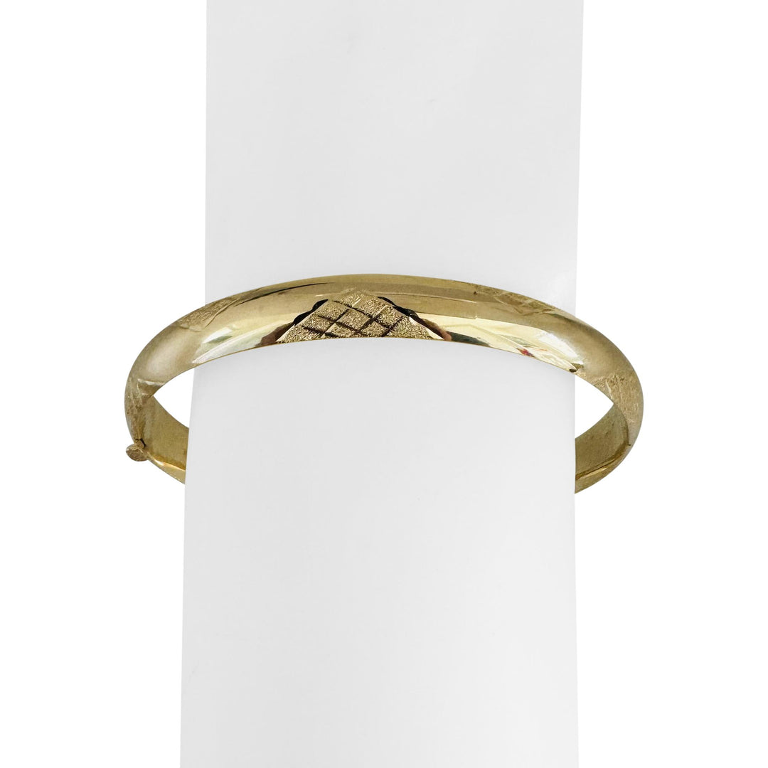14k Yellow Gold 9.3g Ladies Polished 8mm Diamond Cut Bangle Bracelet 7.5"