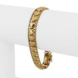 14k Yellow Gold 8g Ladies Box Link Heart Charm Bracelet Italy 7"