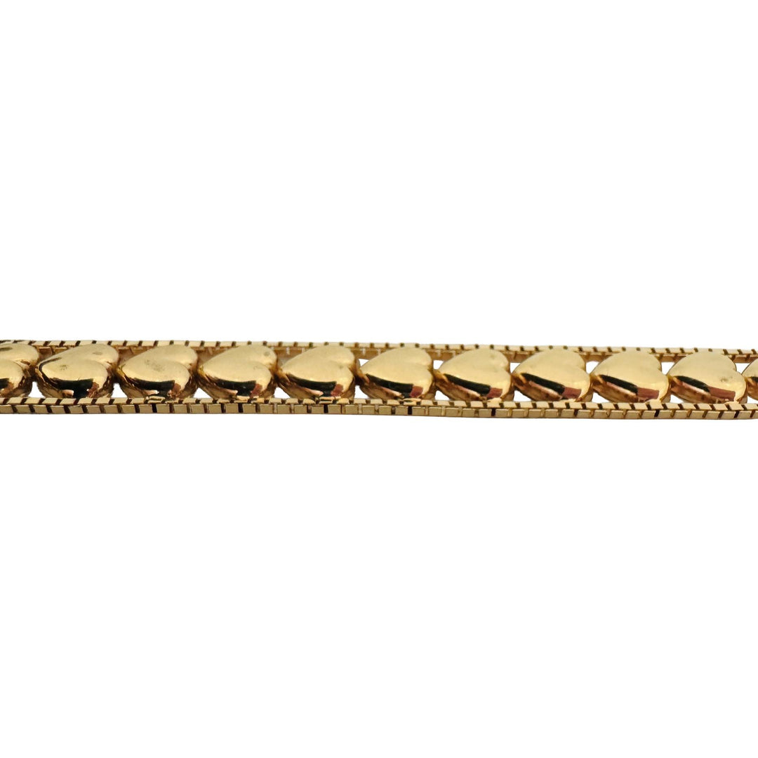 14k Yellow Gold 8g Ladies Box Link Heart Charm Bracelet Italy 7"