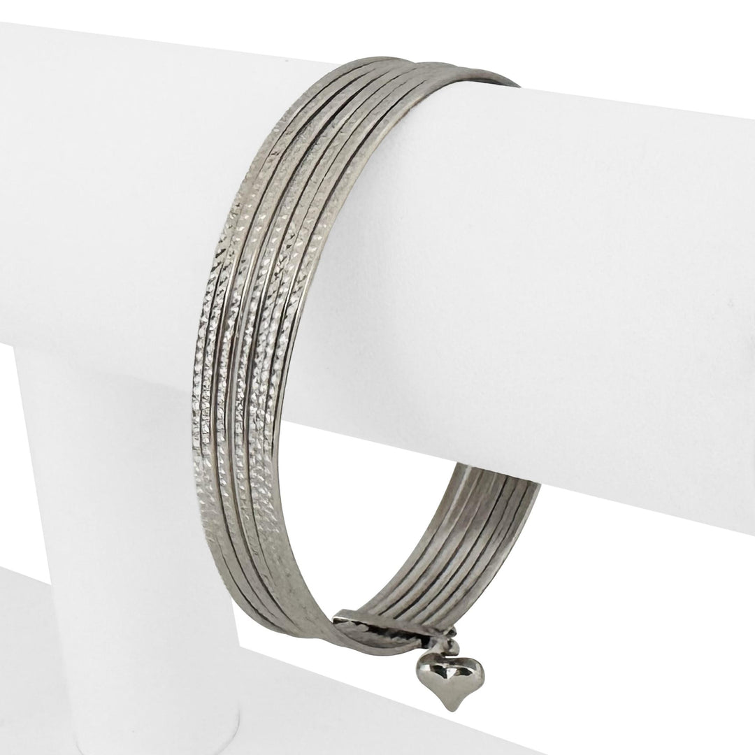 Set of Seven 14k White Gold 10.4g Diamond Cut Connected Bangle Bracelets 8"
