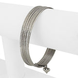 Set of Seven 14k White Gold 10.4g Diamond Cut Connected Bangle Bracelets 8"