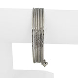 Set of Seven 14k White Gold 10.4g Diamond Cut Connected Bangle Bracelets 8"