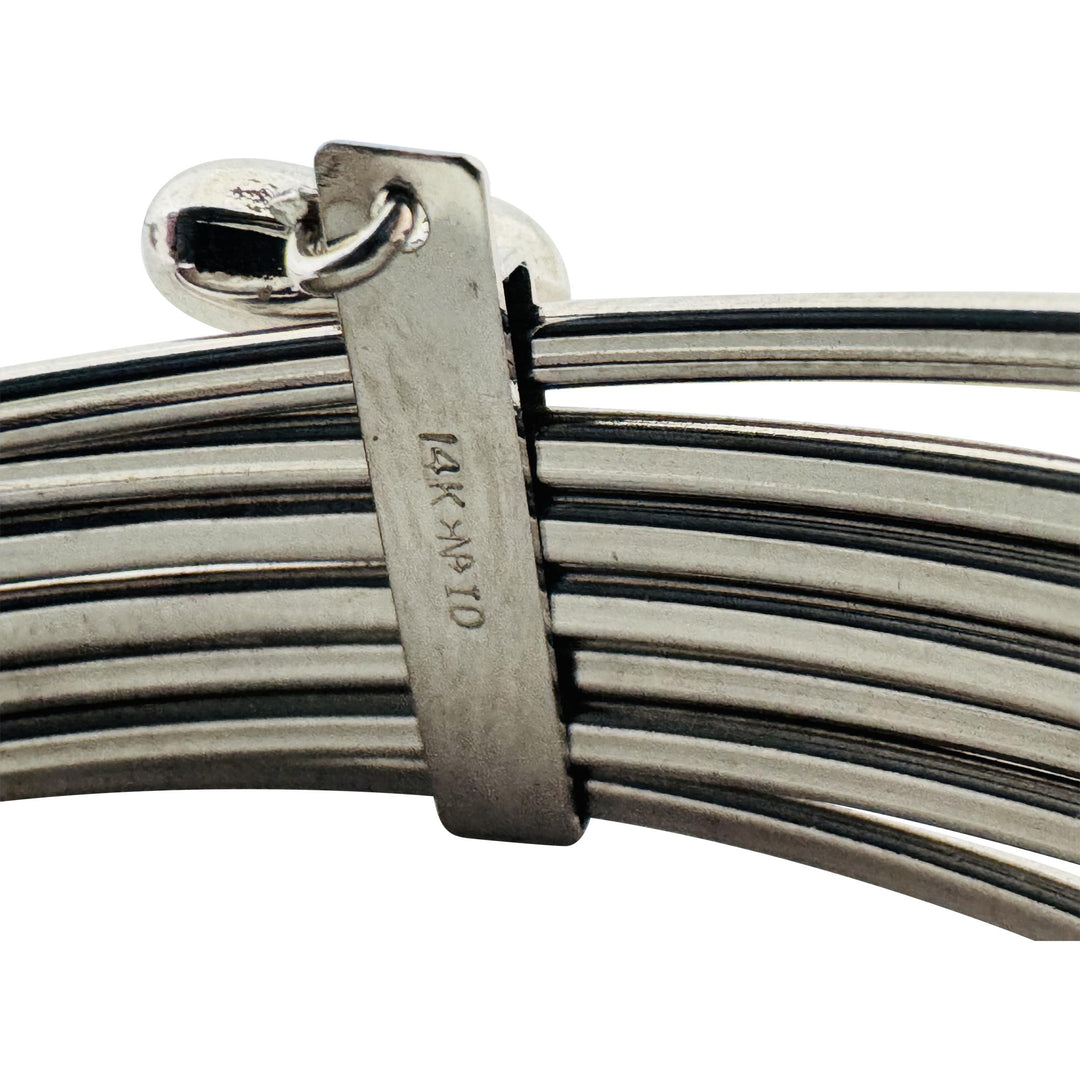 Set of Seven 14k White Gold 10.4g Diamond Cut Connected Bangle Bracelets 8"