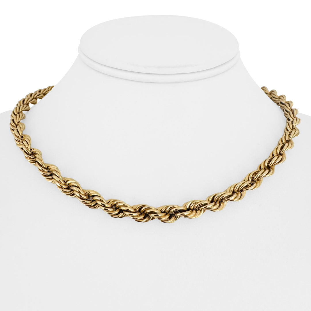 14k Yellow Gold 17.5g Hollow Thick 6.5mm Ladies Rope Chain Necklace 16.5"