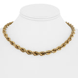 14k Yellow Gold 17.5g Hollow Thick 6.5mm Ladies Rope Chain Necklace 16.5"