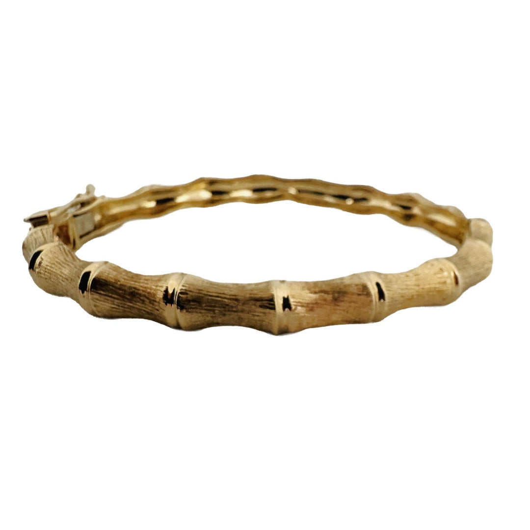14k Yellow Gold 16g Solid Vintage 7mm Bamboo Bangle Bracelet 6.5"