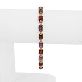 14k Yellow Gold 9g Ladies Amethyst and Garnet Link Bracelet 7.5"