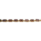 14k Yellow Gold 9g Ladies Amethyst and Garnet Link Bracelet 7.5"
