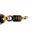 14k Yellow Gold 9g Ladies Amethyst and Garnet Link Bracelet 7.5"