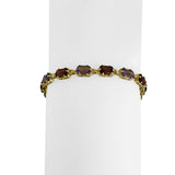 14k Yellow Gold 9g Ladies Amethyst and Garnet Link Bracelet 7.5"