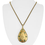 14k Yellow Gold and Turquoise Vintage Locket Pendant Rope Necklace 24"