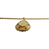 14k Yellow Gold and Turquoise Vintage Locket Pendant Rope Necklace 24"