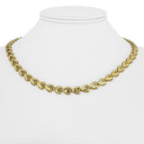 14k Yellow Gold 18.6g Solid Ladies 7mm Diamond Cut Heart Link Necklace 17"