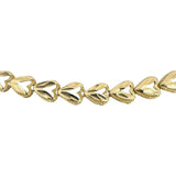 14k Yellow Gold 18.6g Solid Ladies 7mm Diamond Cut Heart Link Necklace 17"