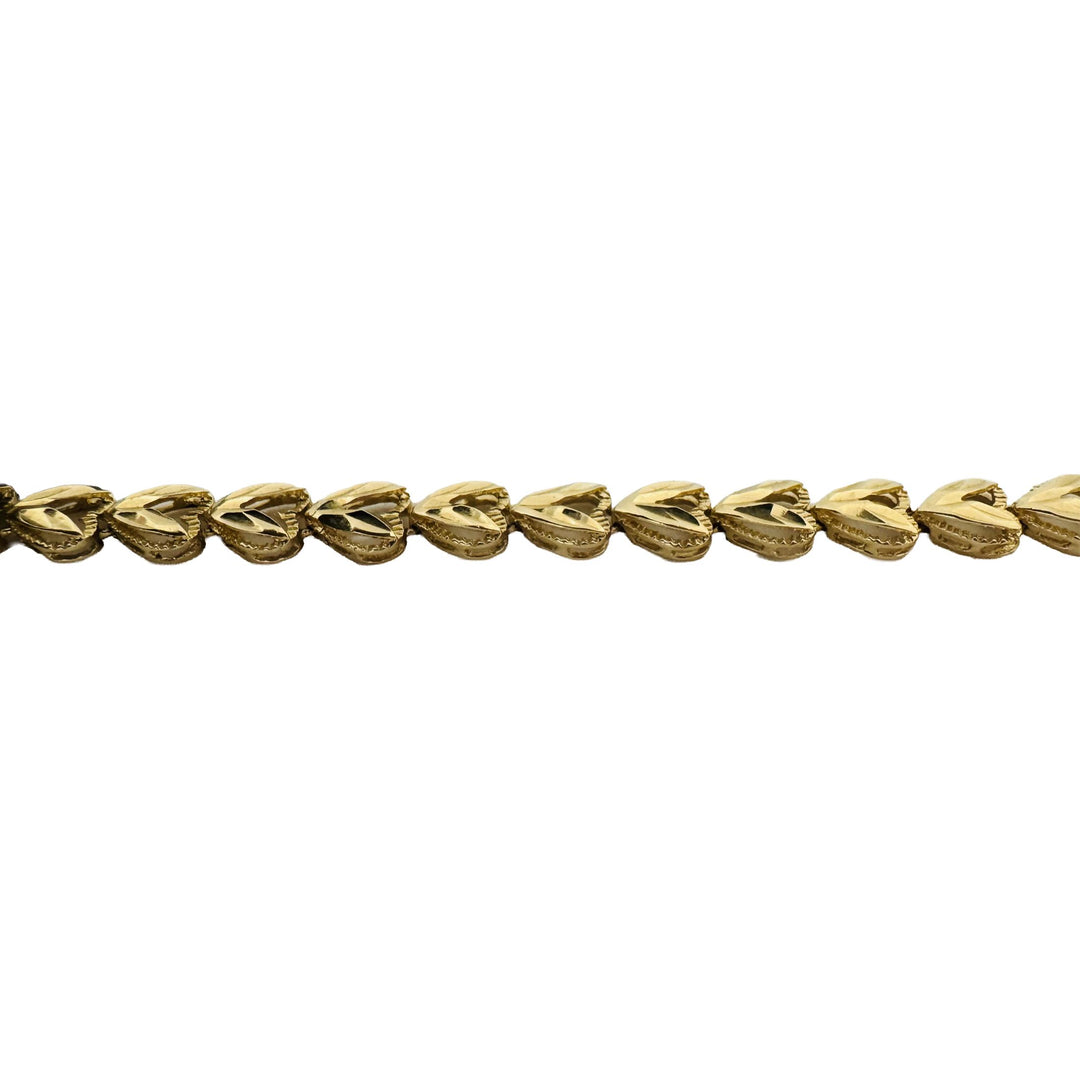 14k Yellow Gold 18.6g Solid Ladies 7mm Diamond Cut Heart Link Necklace 17"
