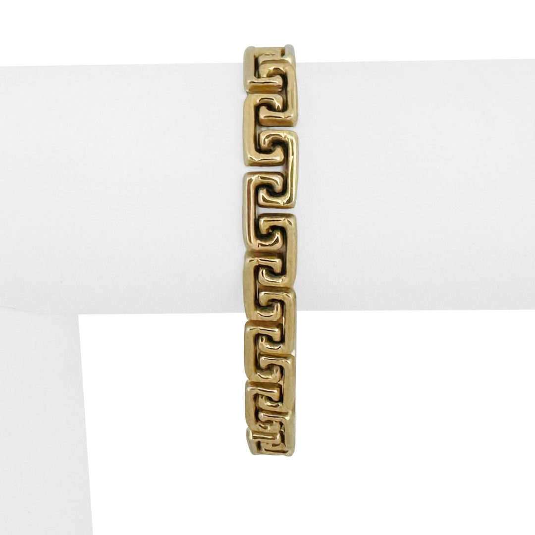 14k Yellow Gold 12.5g Ladies Polished 8.5mm Greek Key Link Bracelet 7"