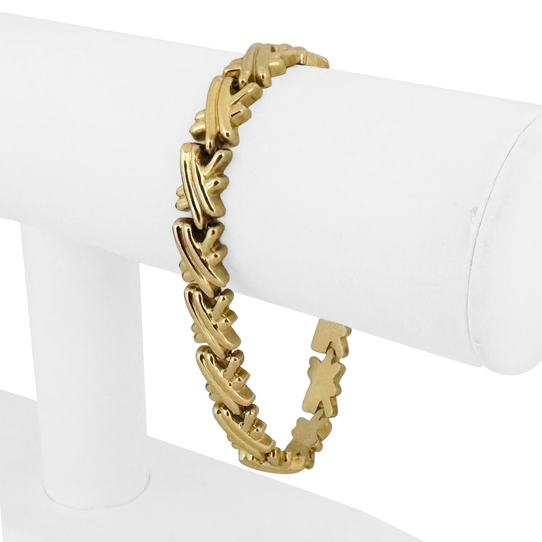 14k Yellow Gold 11.6g Ladies Polished 9mm Fancy X Link Bracelet Italy 7.5"