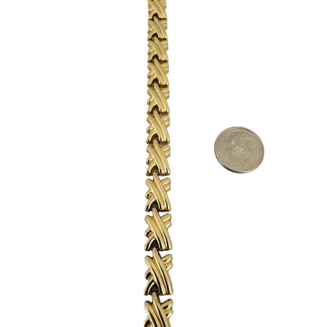 14k Yellow Gold 11.6g Ladies Polished 9mm Fancy X Link Bracelet Italy 7.5"