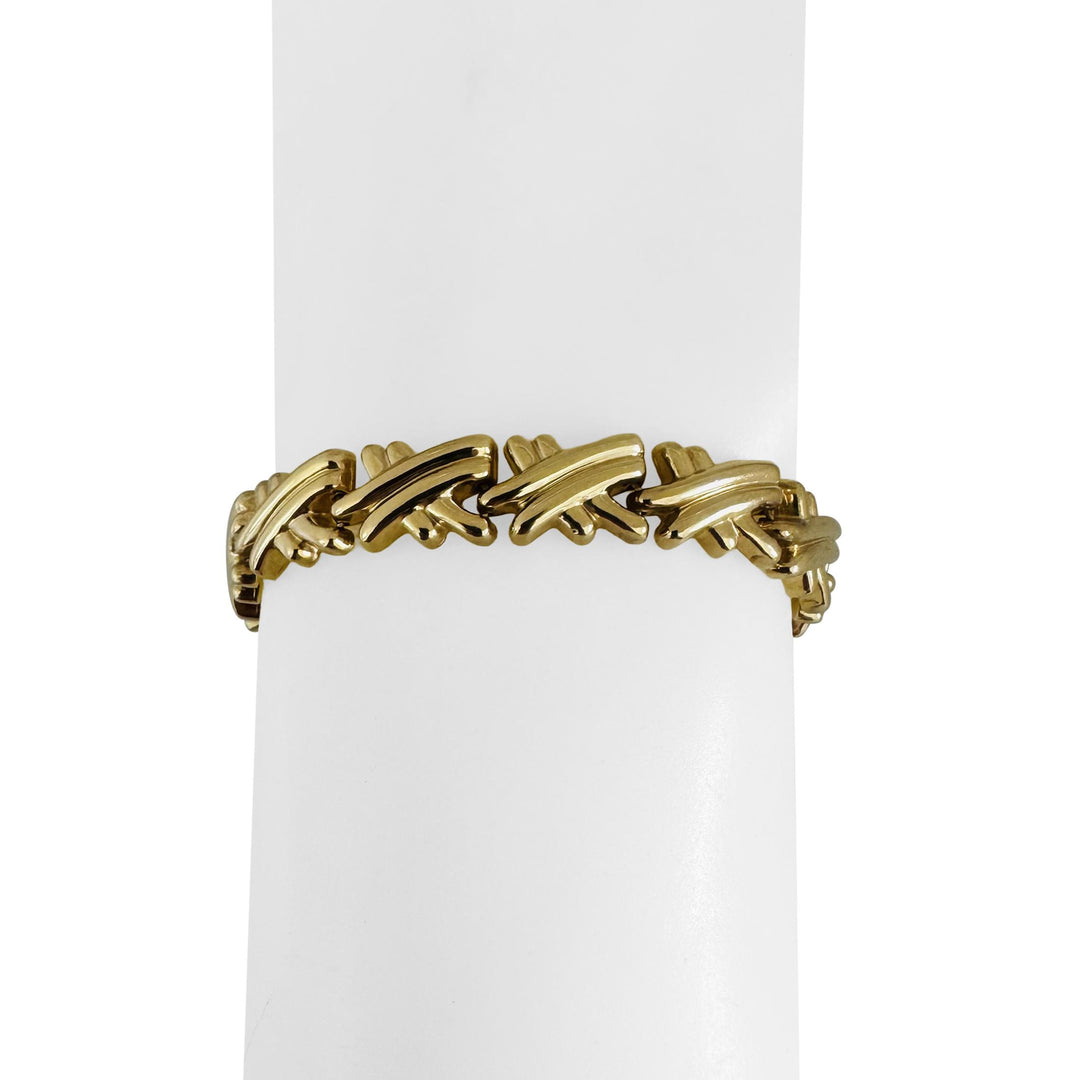 14k Yellow Gold 11.6g Ladies Polished 9mm Fancy X Link Bracelet Italy 7.5"