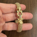 14k Yellow Gold Diamond and Sapphire 25g Popcorn Link Bracelet Italy 7.5"