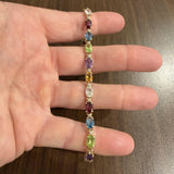 14k Yellow Gold 8.2g Ladies Multi Gemstone and Diamond Link Bracelet 8"