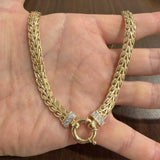 14k Yellow Gold and Diamond 41g Ladies Fancy Link Necklace Italy 16.5"