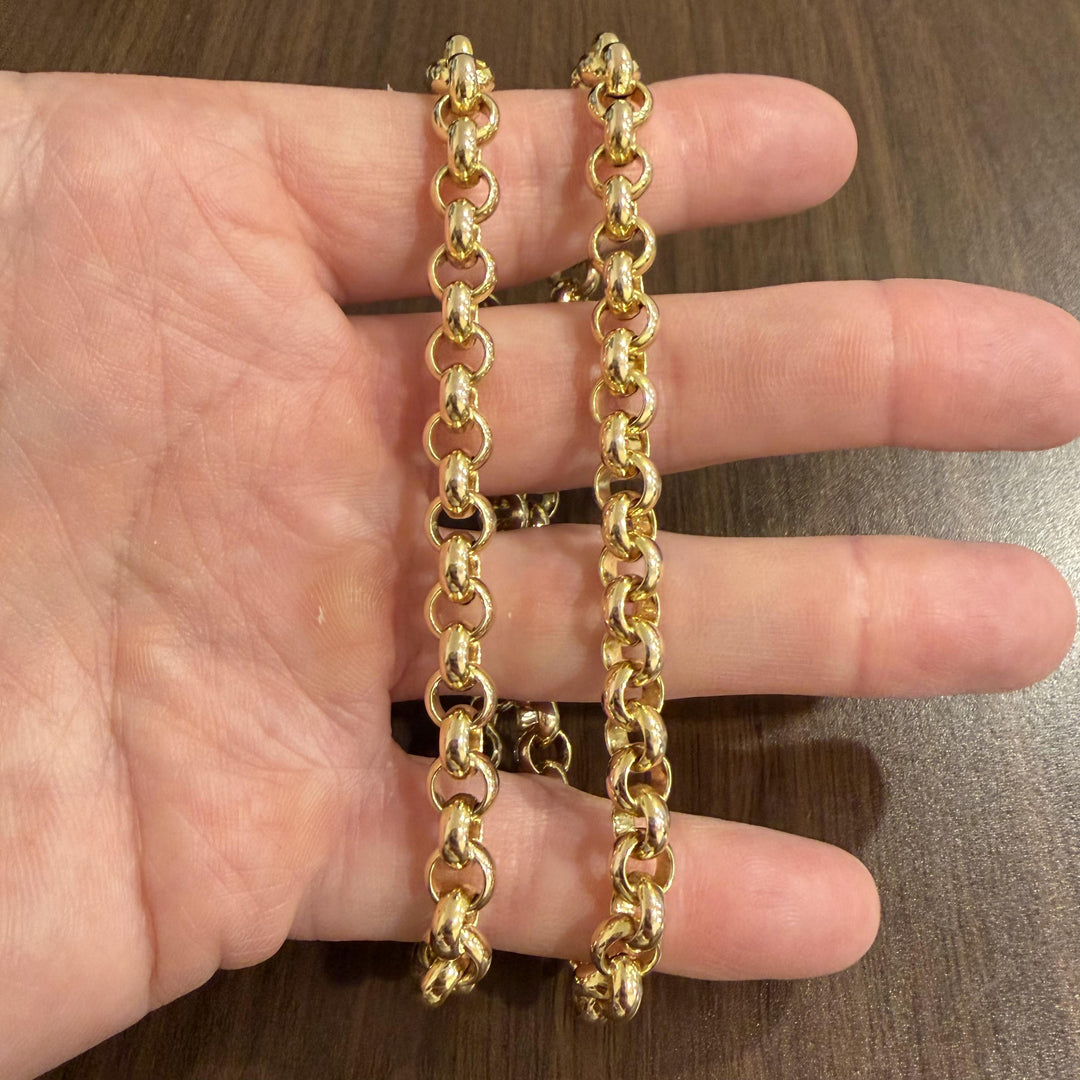 14k Yellow Gold 30g Ladies UnoAErre 8mm Rolo Link Necklace Italy 19.5"