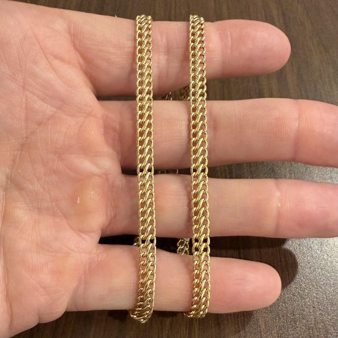 14k Yellow Gold 9g Semi Solid 5mm Fancy Curb Link Chain Necklace Italy 17"