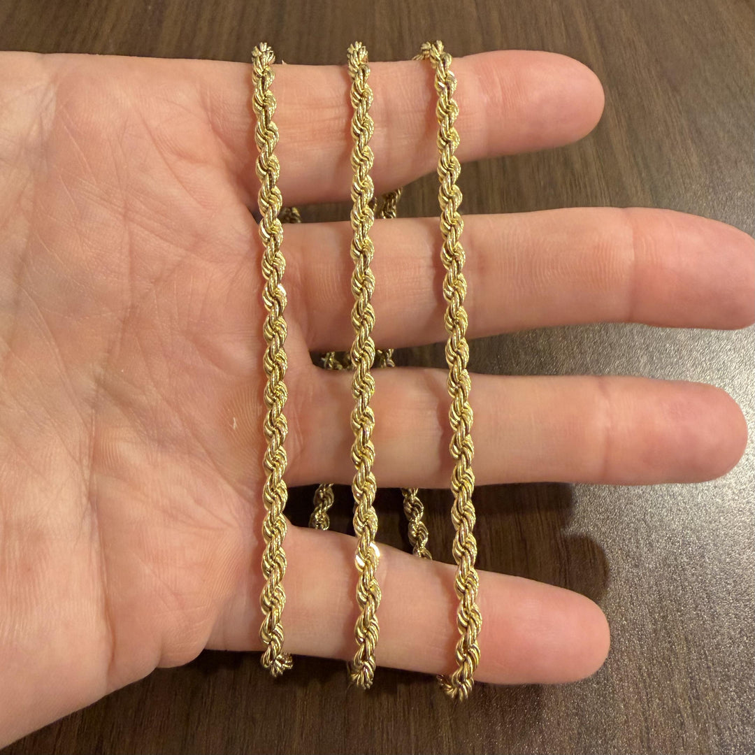 14k Yellow Gold 43.6g Solid Heavy 4mm Rope Chain Necklace 30"
